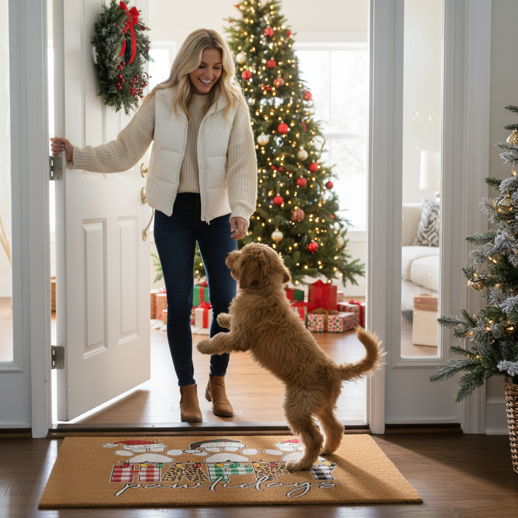 Happy Pawlidays Doormat - Morning Welcome