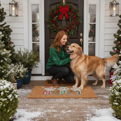 Happy Pawlidays Doormat - Overhead Christmas Porch