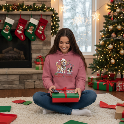Heather Sport Scarlet Red Merry Woofmas & Meowmas Hoodie - Attempt 3