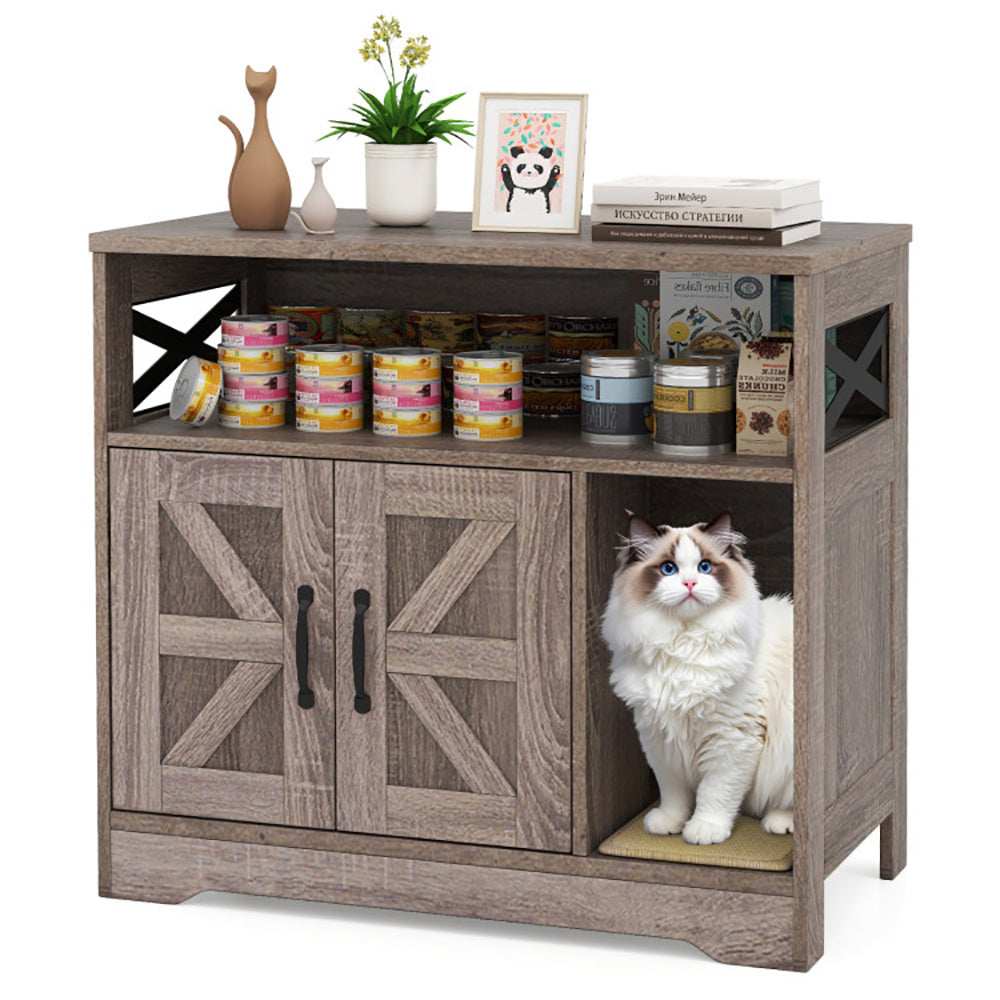 Hidden Cat Litter Box Enclosure Washroom Furniture with Storage - Purrfect Pet Haven