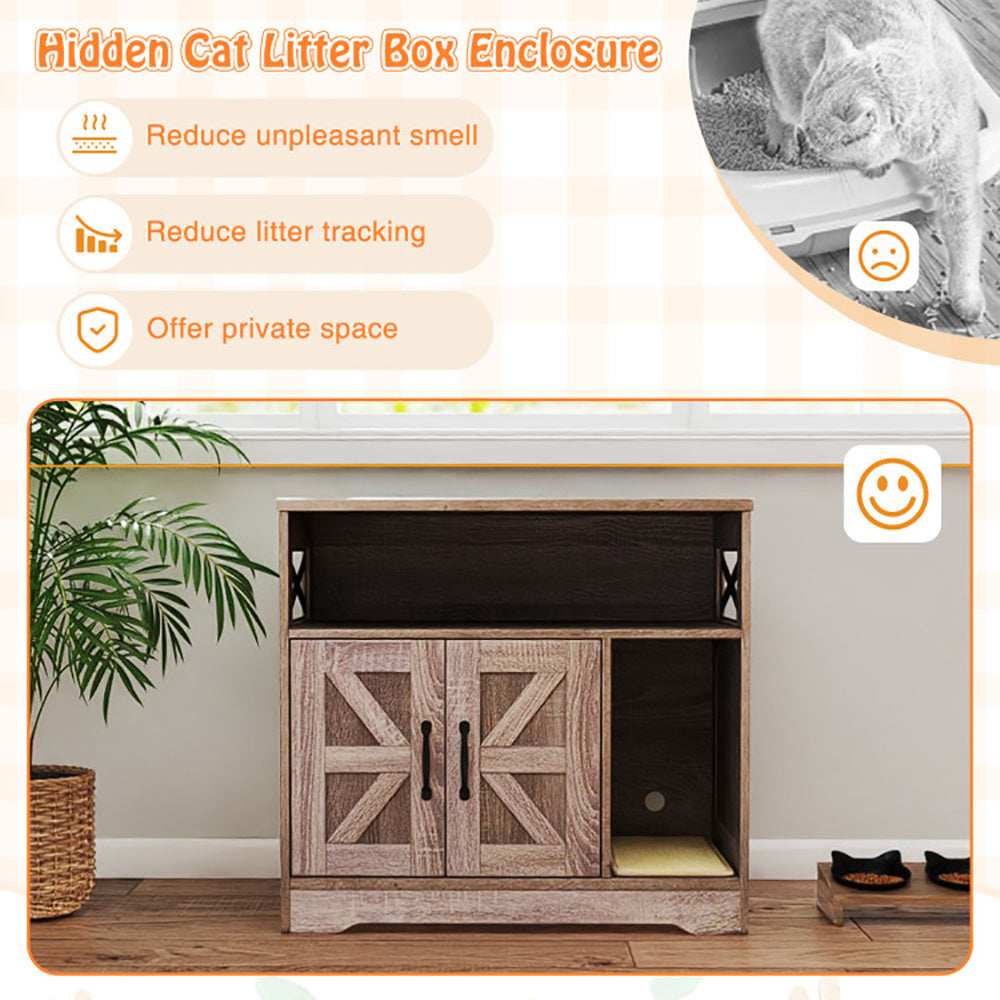 Hidden Cat Litter Box Enclosure Washroom Furniture with Storage - Purrfect Pet Haven