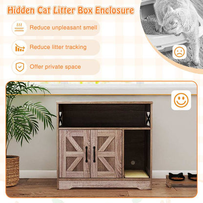 Hidden Cat Litter Box Enclosure Washroom Furniture with Storage - Purrfect Pet Haven