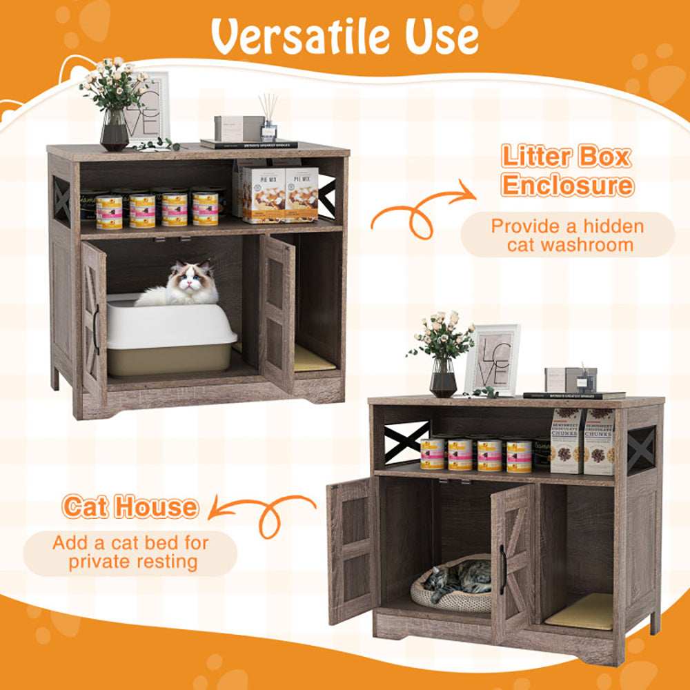 Hidden Cat Litter Box Enclosure Washroom Furniture with Storage - Purrfect Pet Haven