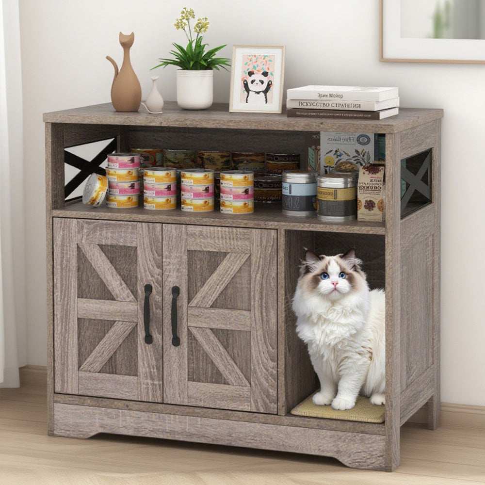 Hidden Cat Litter Box Enclosure Washroom Furniture with Storage - Purrfect Pet Haven