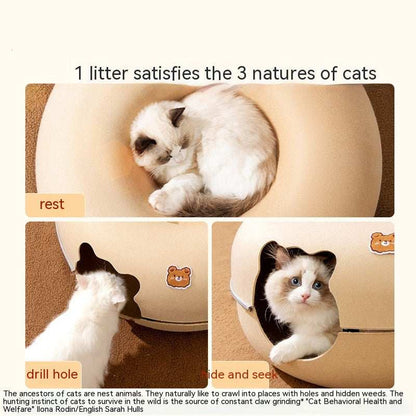 Multi Cat Nest with Hide and Seek Tunnel - Purrfect Pet Haven