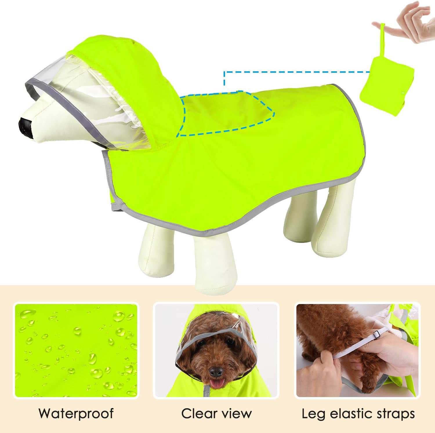 Waterproof Soft Breathable Hooded Dog Rain Jacket - Purrfect Pet Haven