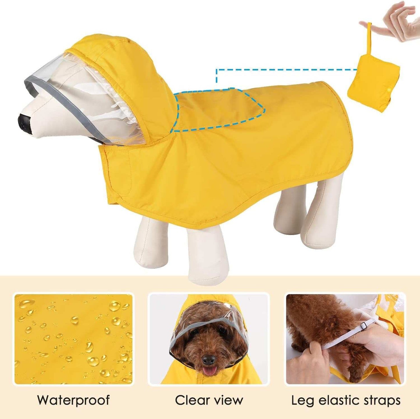 Waterproof Soft Breathable Hooded Dog Rain Jacket - Purrfect Pet Haven