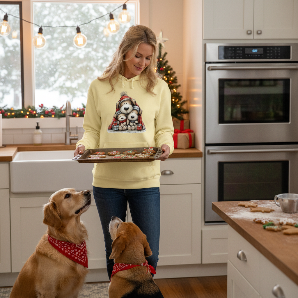 Comfort Colors Huddled Whimsy Pups Hoodie - Christmas Gift - Purrfect Pet Haven