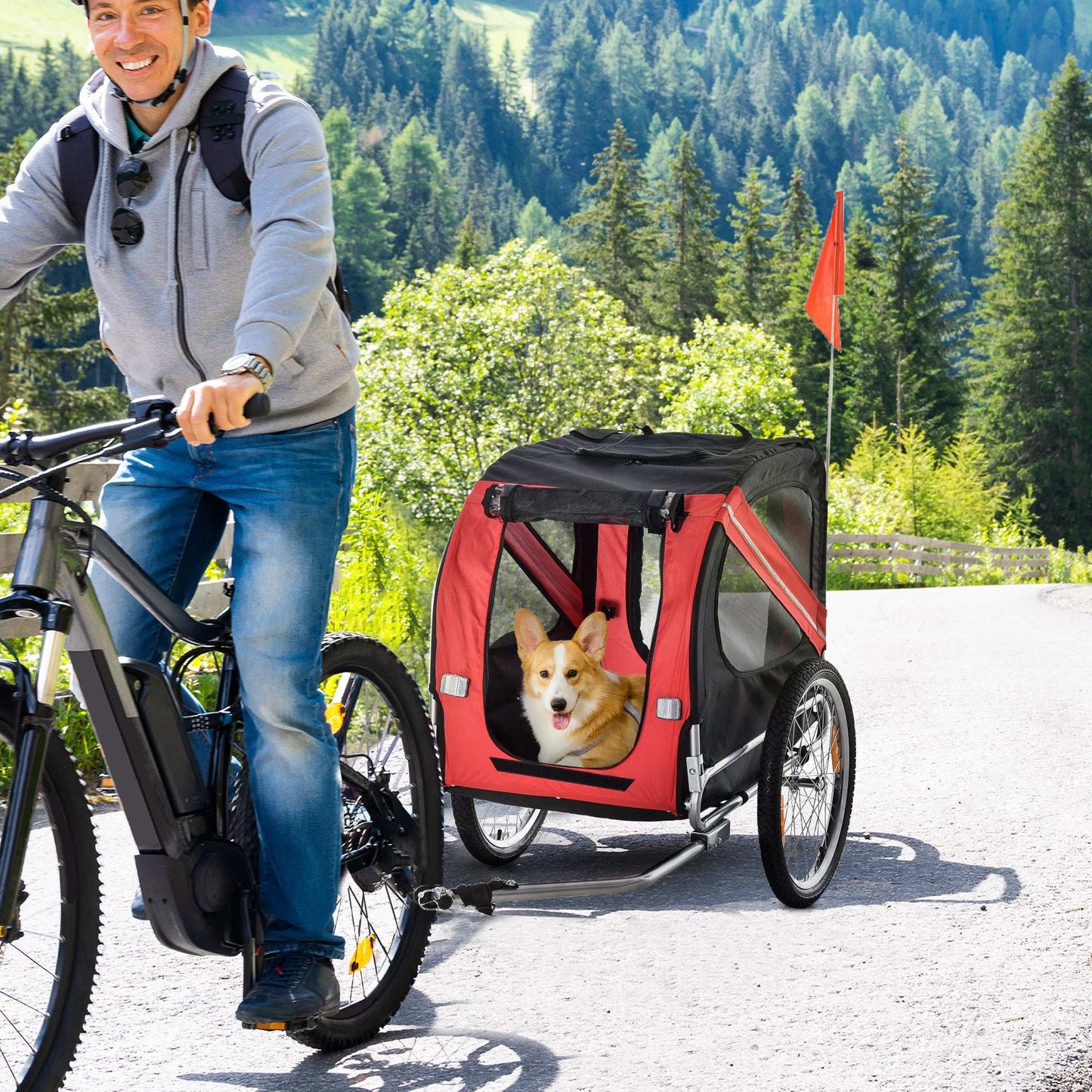 Large Wheel Dog Bike Trailer With Easy Folding Cart Frame - Purrfect Pet Haven