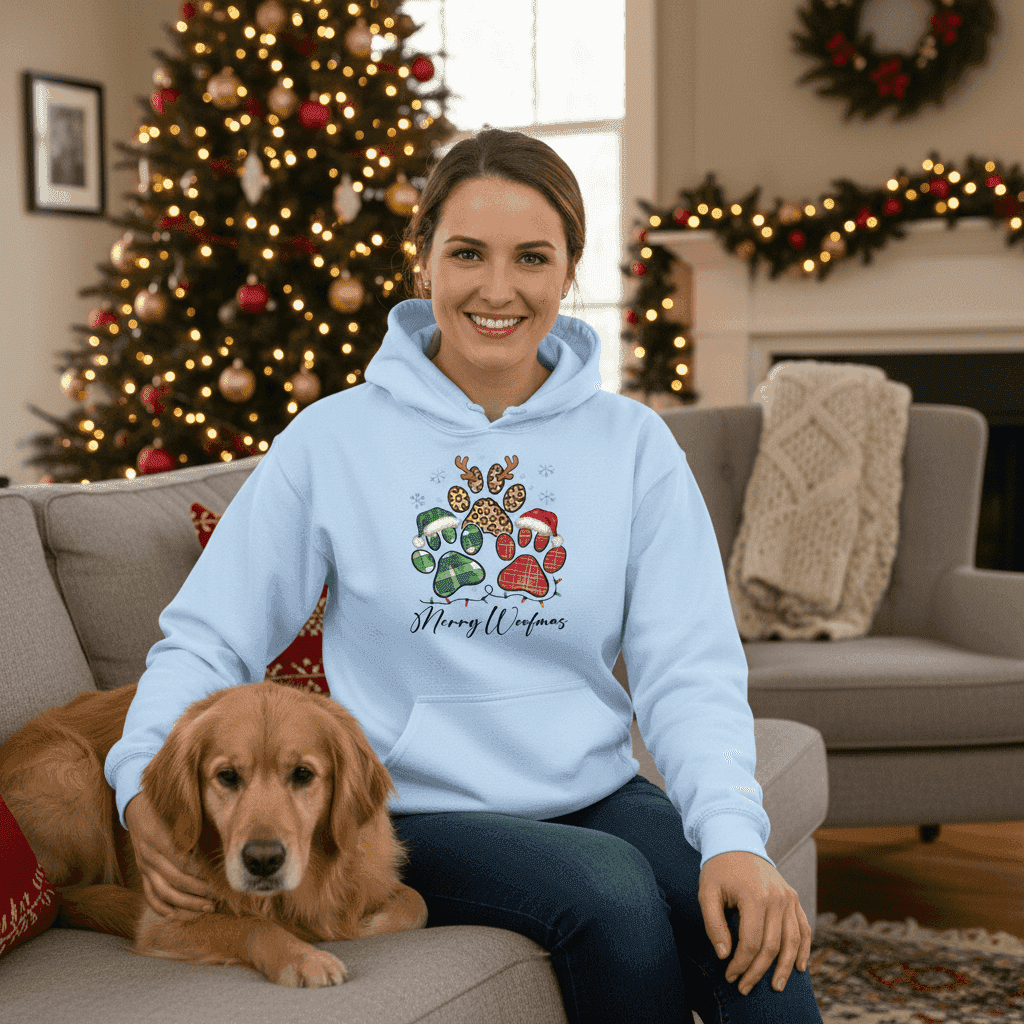 Merry Woofmas Holiday Hoodie for Dog Lovers - Festive Cozy Gift - Purrfect Pet Haven