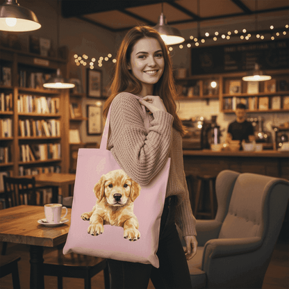 Golden Retriever Puppy Tote Bag - Adorable Baby Dog Canvas - Purrfect Pet Haven