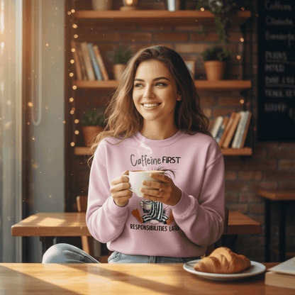 Caffeine First Responsibilities Later Sweatshirt - Purrfect Pet Haven
