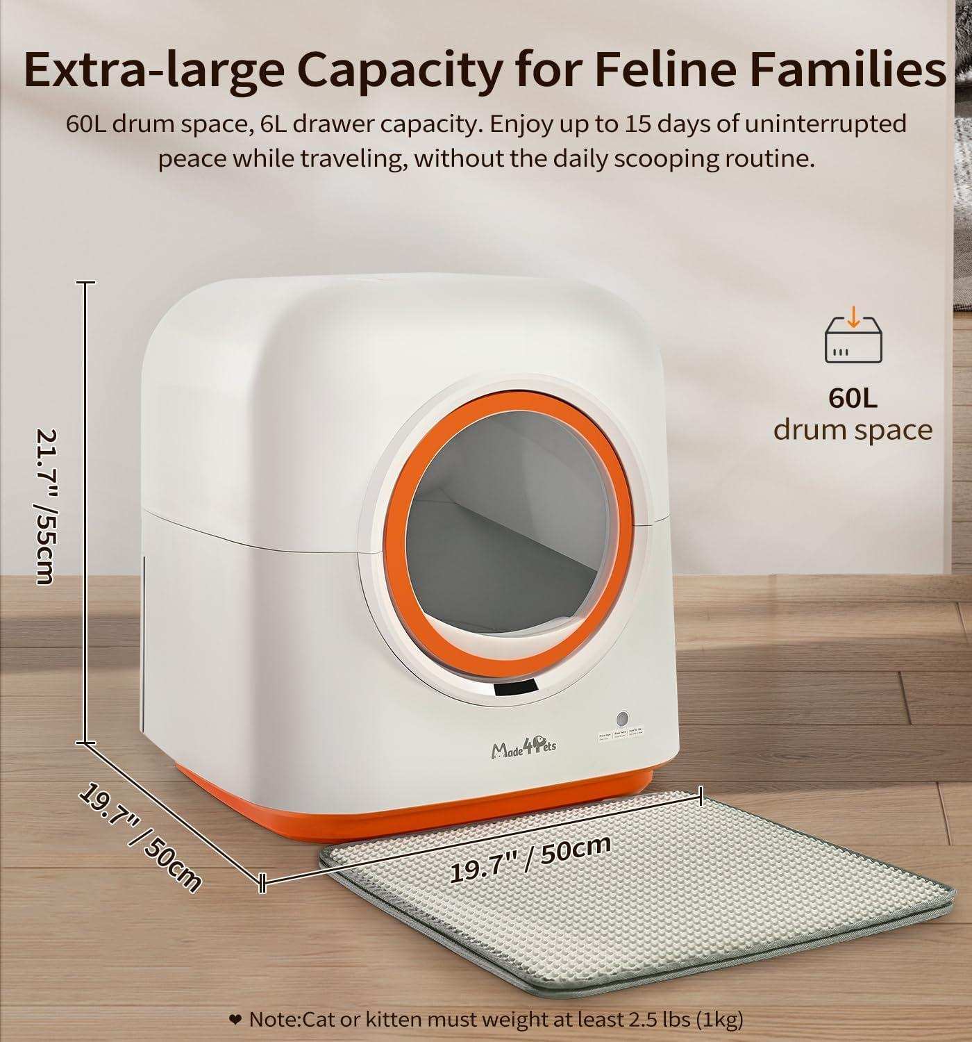 60L Smart App Control Automatic Infrared Sensor Cat Litter Box - Purrfect Pet Haven