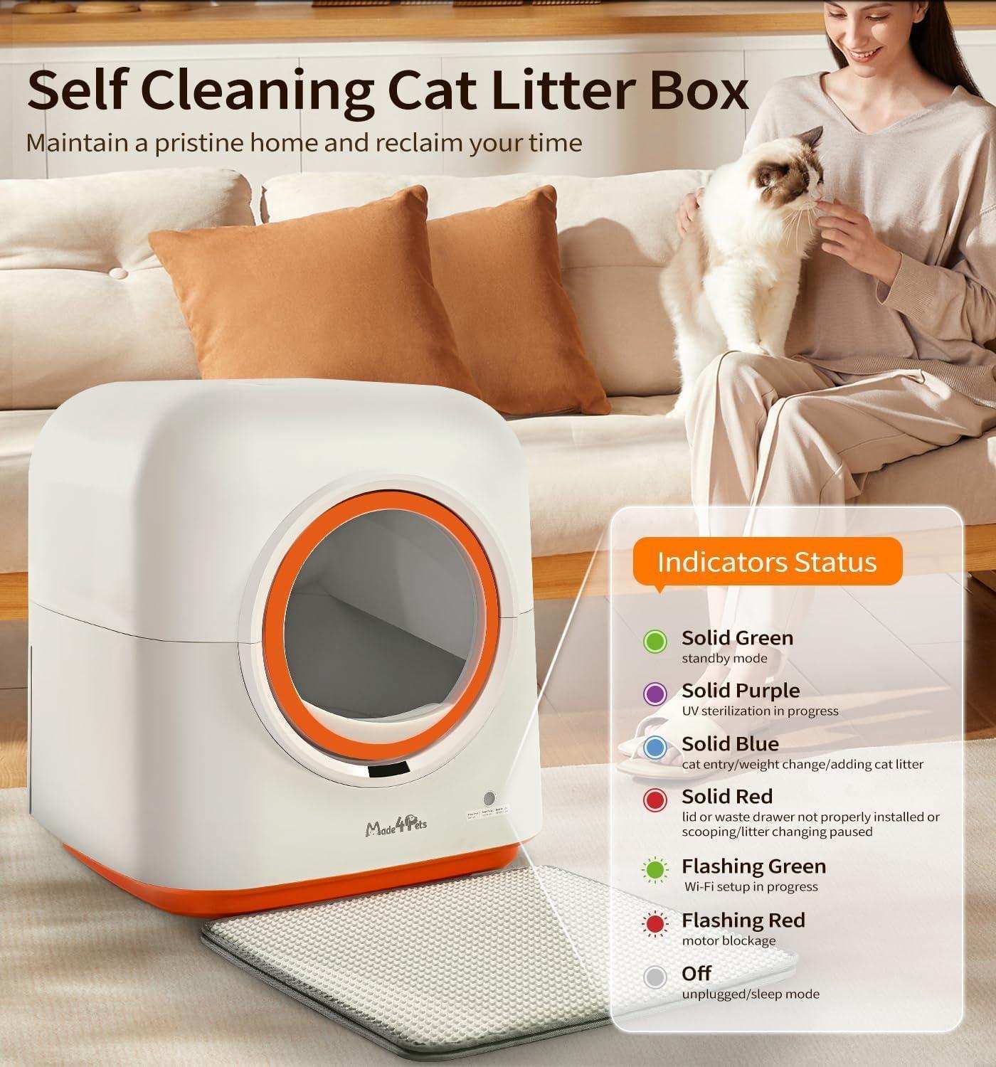 60L Smart App Control Automatic Infrared Sensor Cat Litter Box - Purrfect Pet Haven