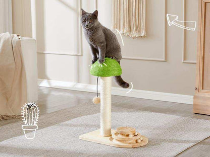 Mushroom Sisal Rope 2 In 1 Wooden Scratching Post - Purrfect Pet Haven