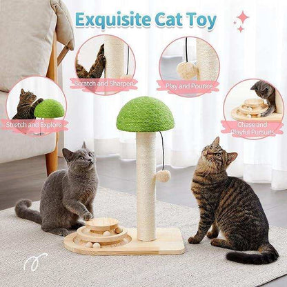 Mushroom Sisal Rope 2 In 1 Wooden Scratching Post - Purrfect Pet Haven