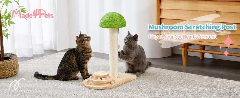 Mushroom Sisal Rope 2 In 1 Wooden Scratching Post - Purrfect Pet Haven