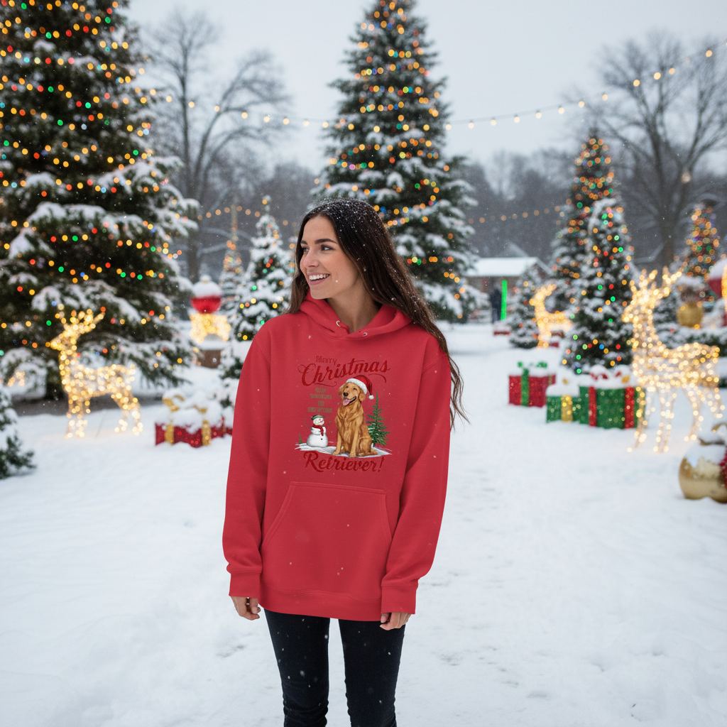 Merry Christmas Red Nose Retriever Red Hoodie Lifestyle