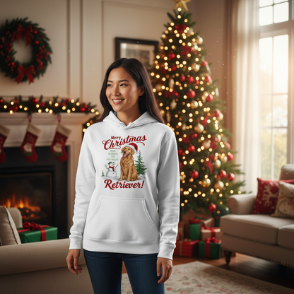 Merry Christmas Red Nose Retriever White Hoodie Lifestyle