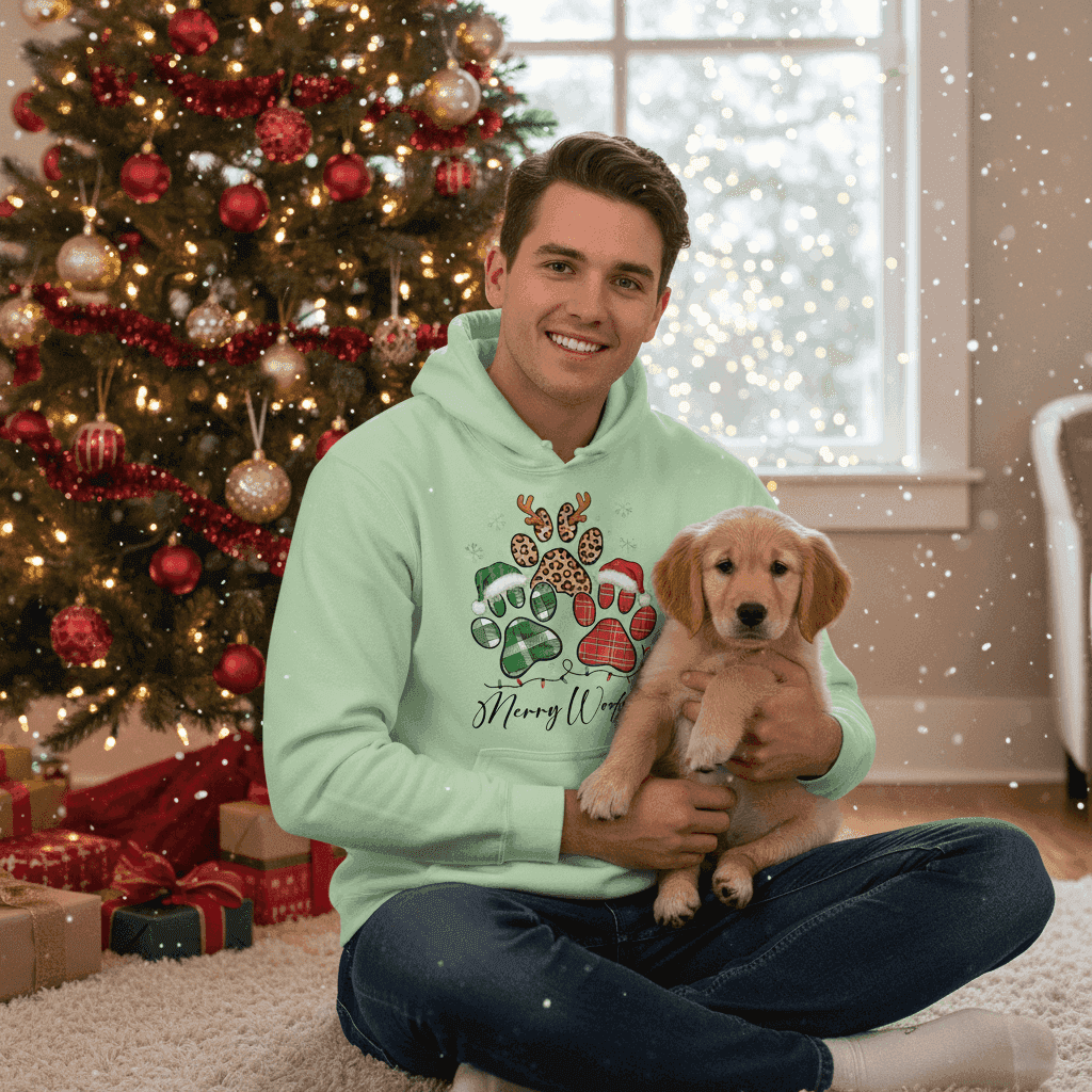Merry Woofmas Holiday Hoodie for Dog Lovers - Festive Cozy Gift - Purrfect Pet Haven