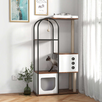 Wefulfil Modern Arched Cat Tree Tower with multiple levels and cozy resting spots for cats