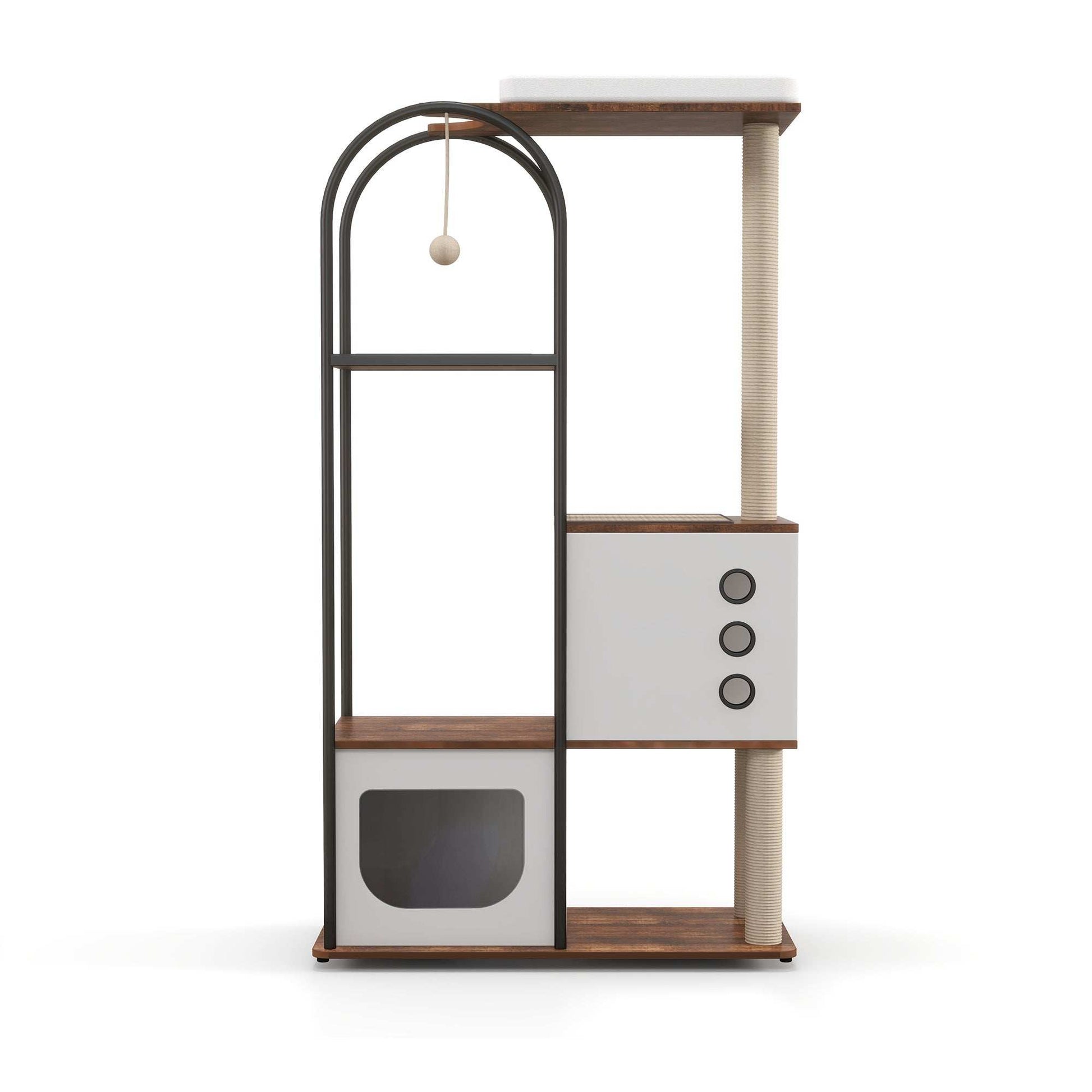 Wefulfil Modern Arched Cat Tree Tower with scratching post and cozy hideout for cats