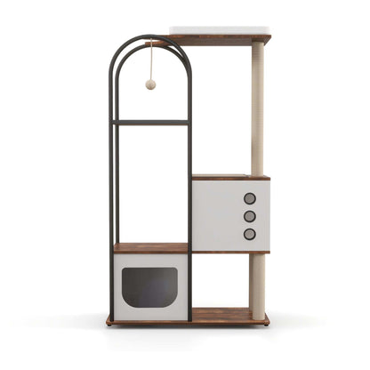 Wefulfil Modern Arched Cat Tree Tower with scratching post and cozy hideout for cats