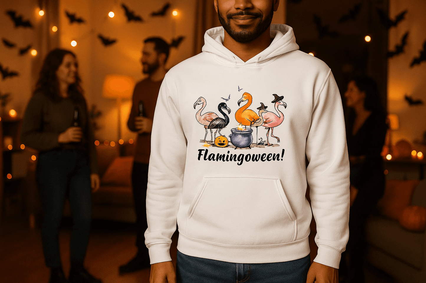 Flamingoween Hoodie Sweatshirt - Flamingo Halloween Style - Purrfect Pet Haven
