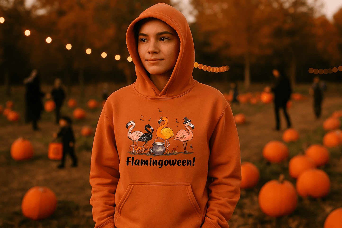 Flamingoween Hoodie Sweatshirt - Flamingo Halloween Style - Purrfect Pet Haven