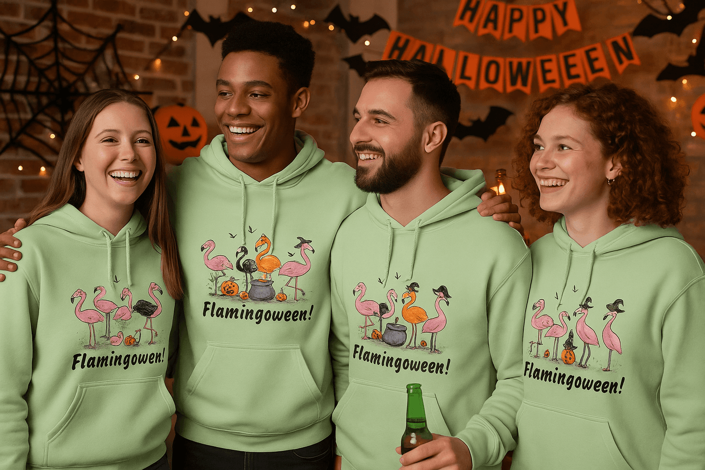 Flamingoween Hoodie Sweatshirt - Flamingo Halloween Style - Purrfect Pet Haven