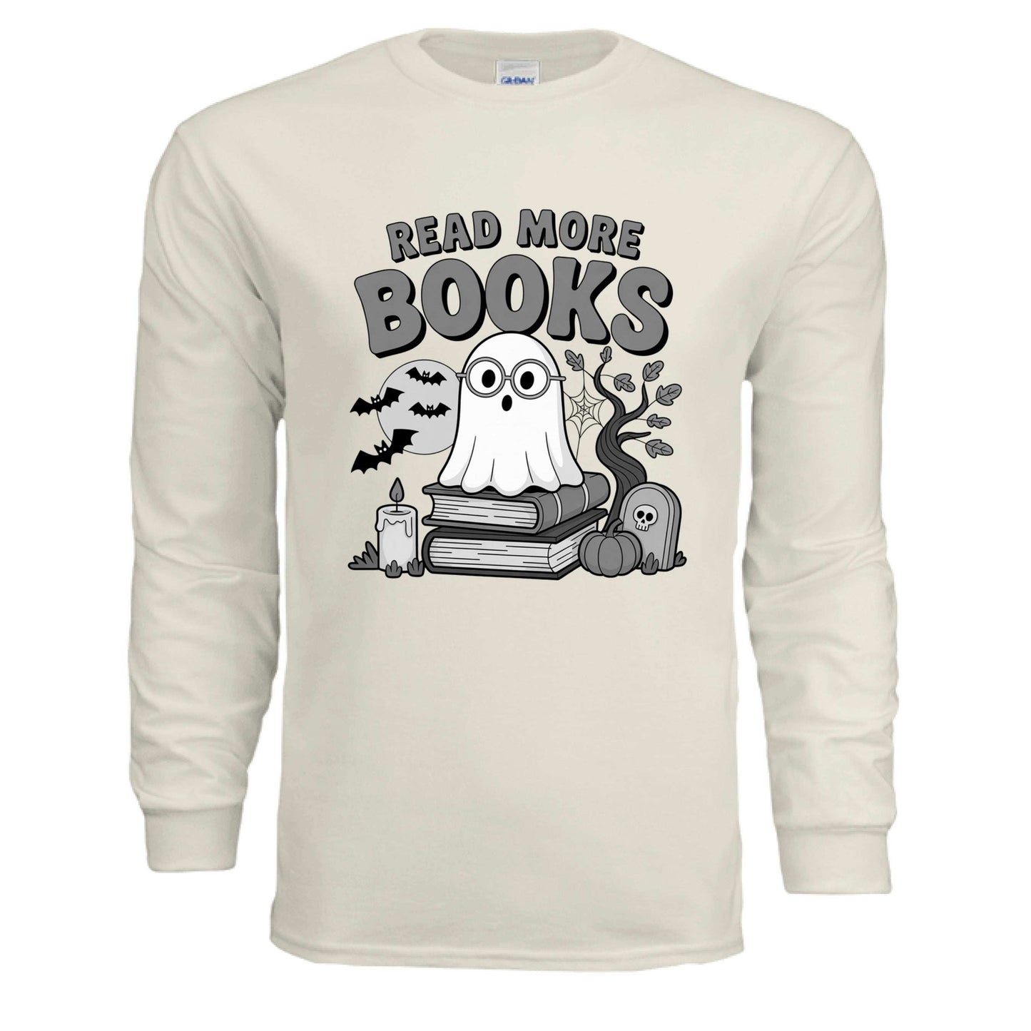 Read More Books Cute Ghost Orange Long Sleeve Shirt - Bookworm Halloween Tee - Purrfect Pet Haven