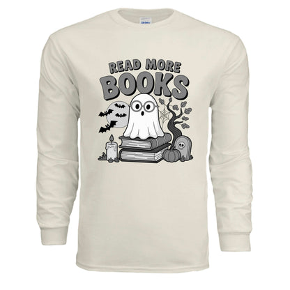 Read More Books Cute Ghost Orange Long Sleeve Shirt - Bookworm Halloween Tee - Purrfect Pet Haven