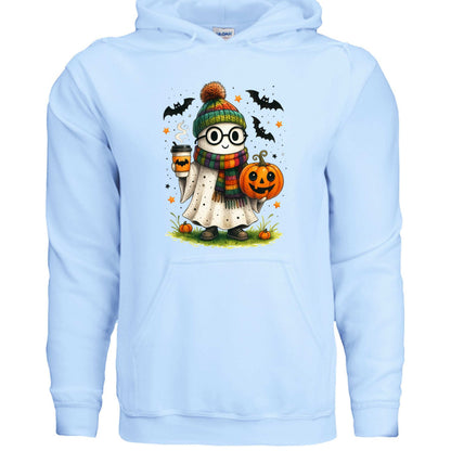 Cute Ghost Coffee Pumpkin Scene Hoodie - Fall Halloween Style - Purrfect Pet Haven