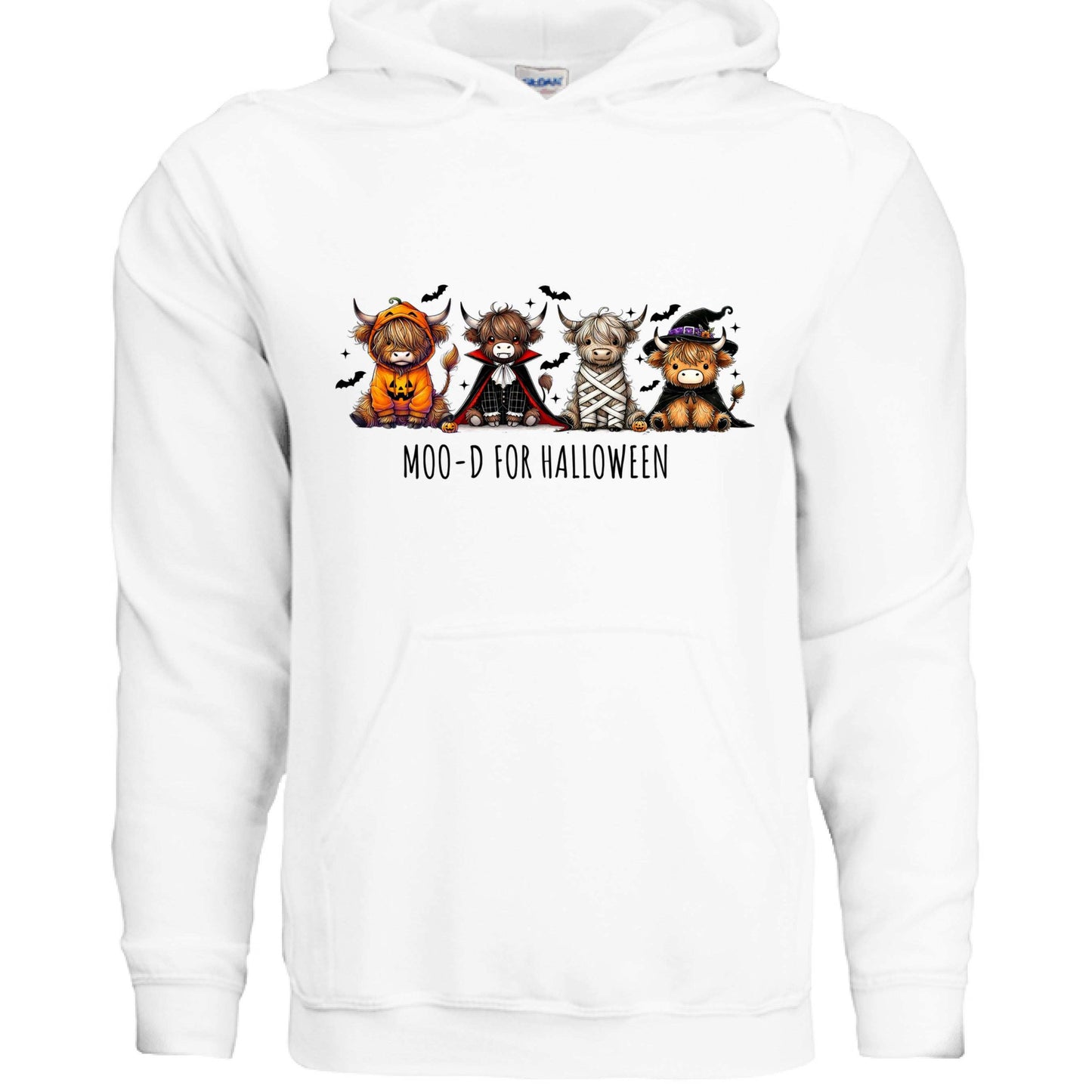 Moo-d Halloween Hoodie Sweatshirt - Highland Cow Print - Purrfect Pet Haven