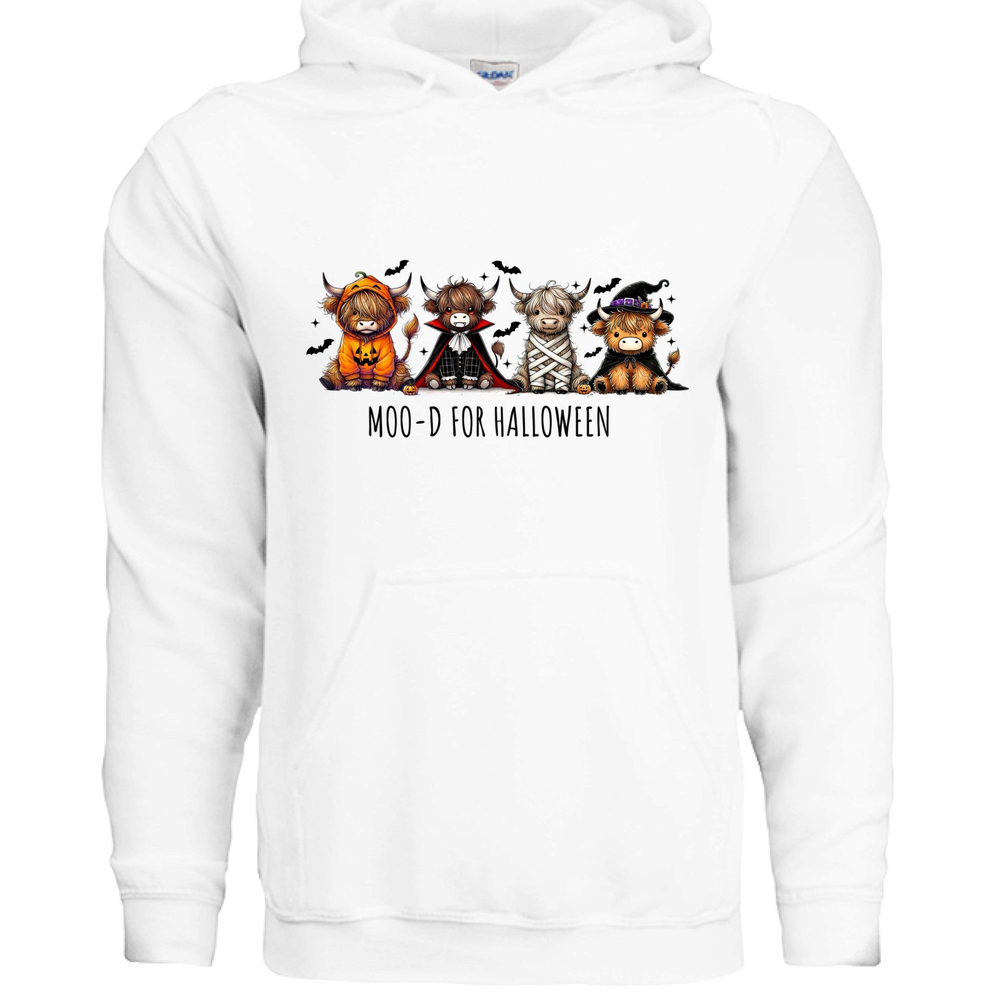 Moo-d Halloween Hoodie Sweatshirt - Highland Cow Print - Purrfect Pet Haven