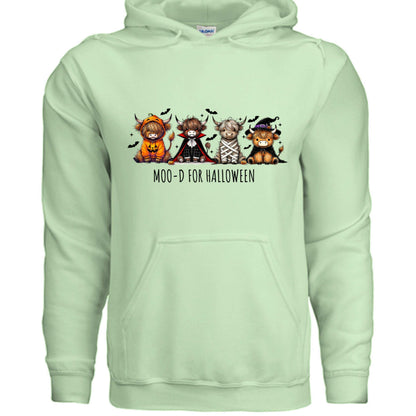 Moo-d Halloween Hoodie Sweatshirt - Highland Cow Print - Purrfect Pet Haven