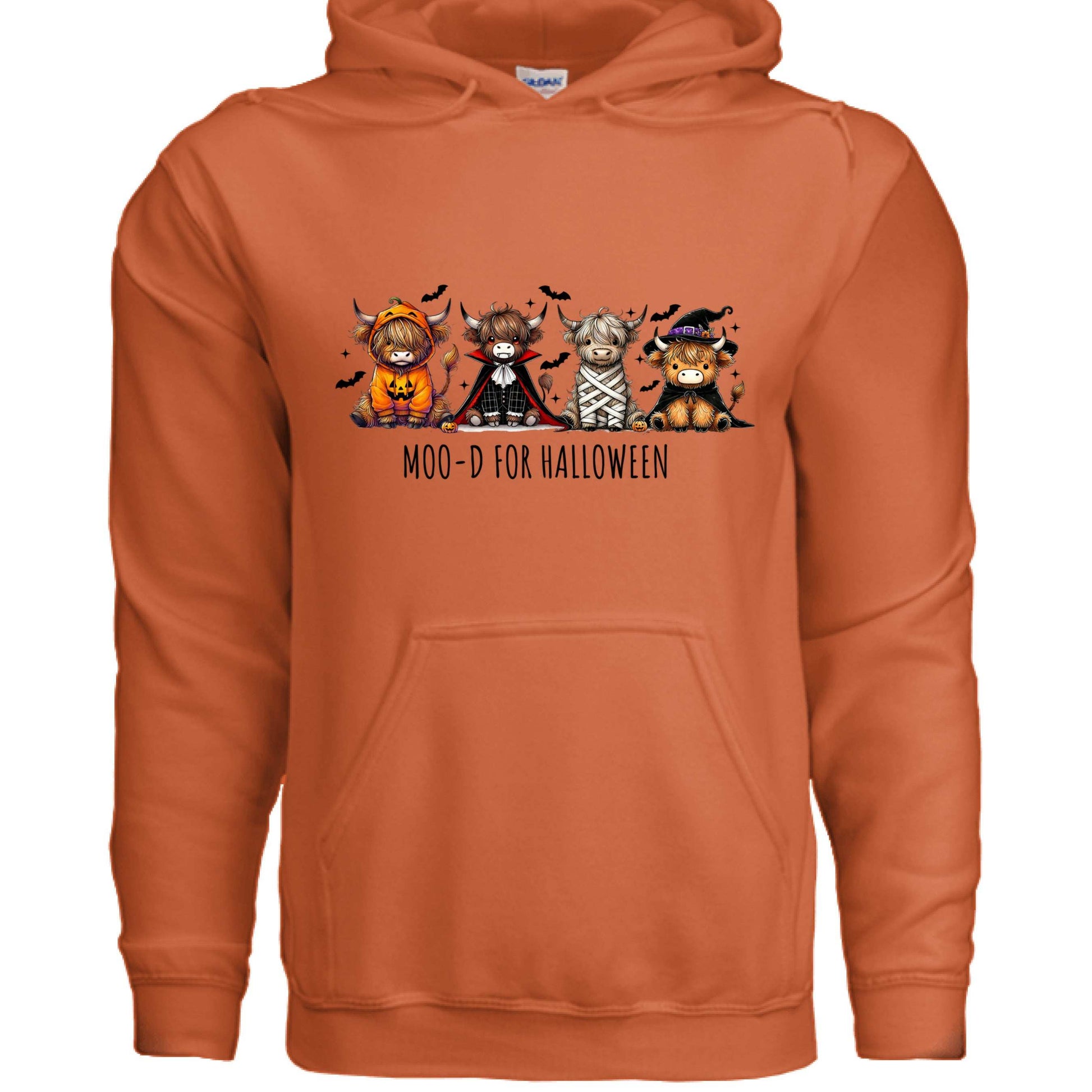 Moo-d Halloween Hoodie Sweatshirt - Highland Cow Print - Purrfect Pet Haven