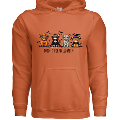Moo-d Halloween Hoodie Sweatshirt - Highland Cow Print - Purrfect Pet Haven