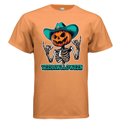 Yeehalloween Spooky Pumpkin Skeleton T-Shirt - Halloween Fun - Purrfect Pet Haven