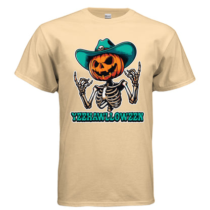 Yeehalloween Spooky Pumpkin Skeleton T-Shirt - Halloween Fun - Purrfect Pet Haven