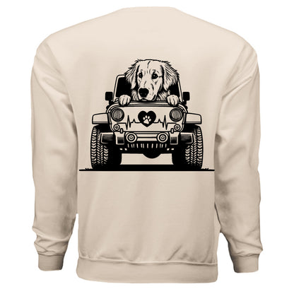 Auttie Jeep Sweatshirt - Golden Retriever Dog Lover Crewneck - Purrfect Pet Haven