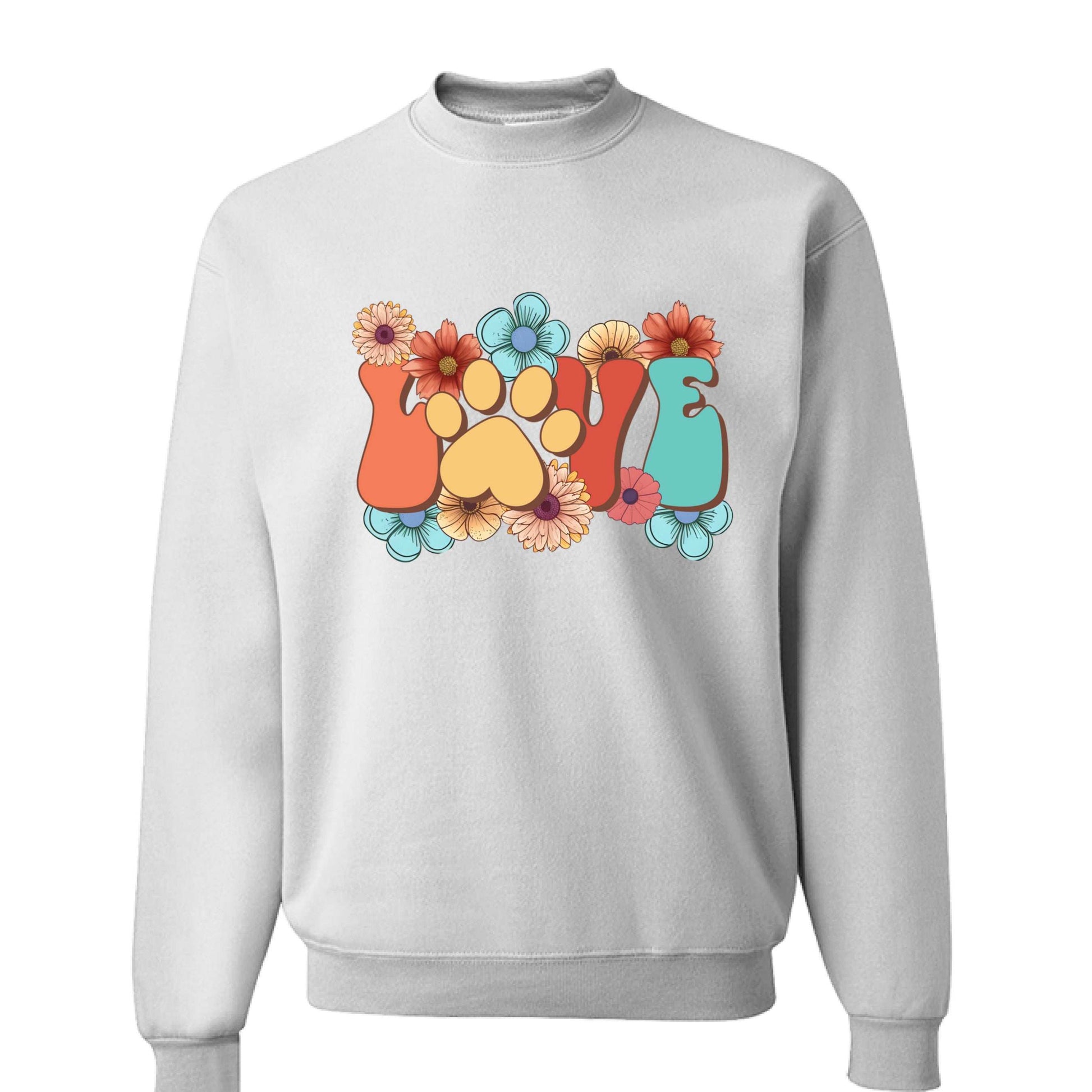 Love Paw Print Crewneck - Floral Pet Lover Sweatshirt - Purrfect Pet Haven