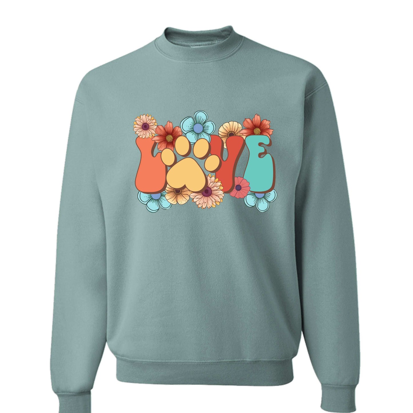 Love Paw Print Crewneck - Floral Pet Lover Sweatshirt - Purrfect Pet Haven