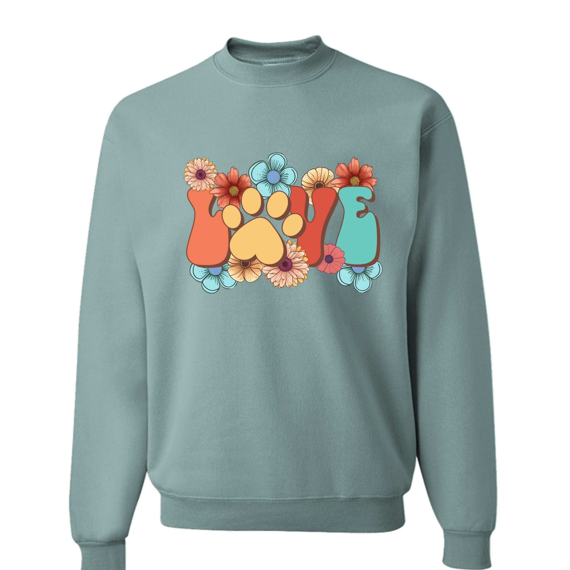Love Paw Print Crewneck - Floral Pet Lover Sweatshirt - Purrfect Pet Haven
