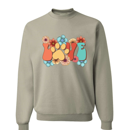Love Paw Print Crewneck - Floral Pet Lover Sweatshirt - Purrfect Pet Haven