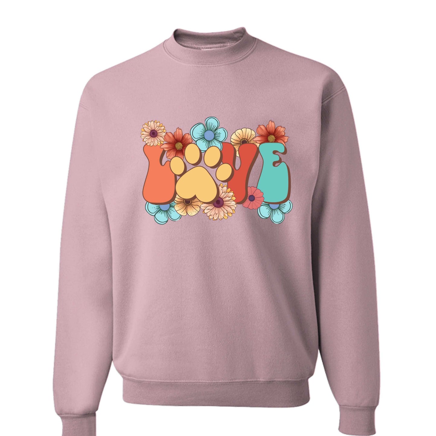 Love Paw Print Crewneck - Floral Pet Lover Sweatshirt - Purrfect Pet Haven