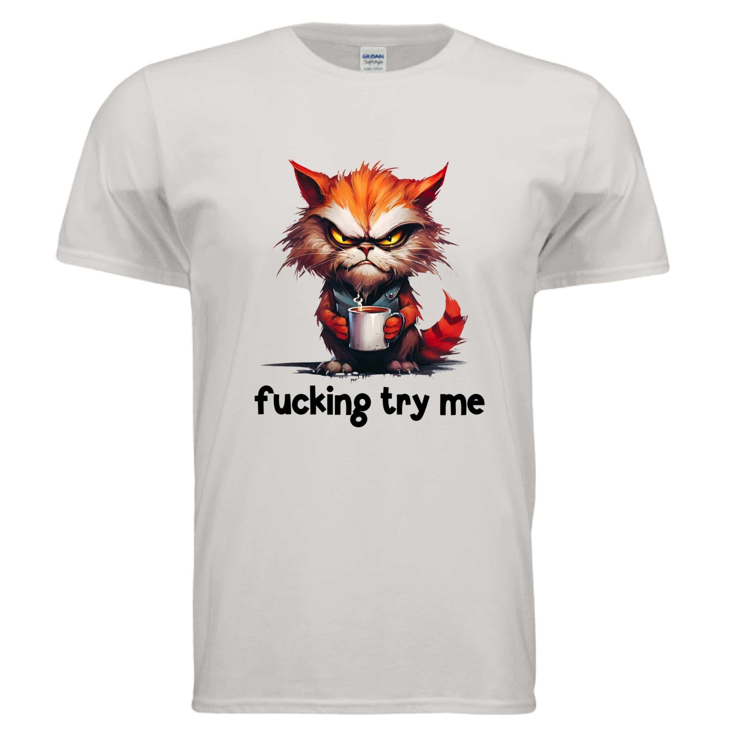 Try Me Cat Coffee Tee - Funny Sarcastic T-Shirt - Purrfect Pet Haven