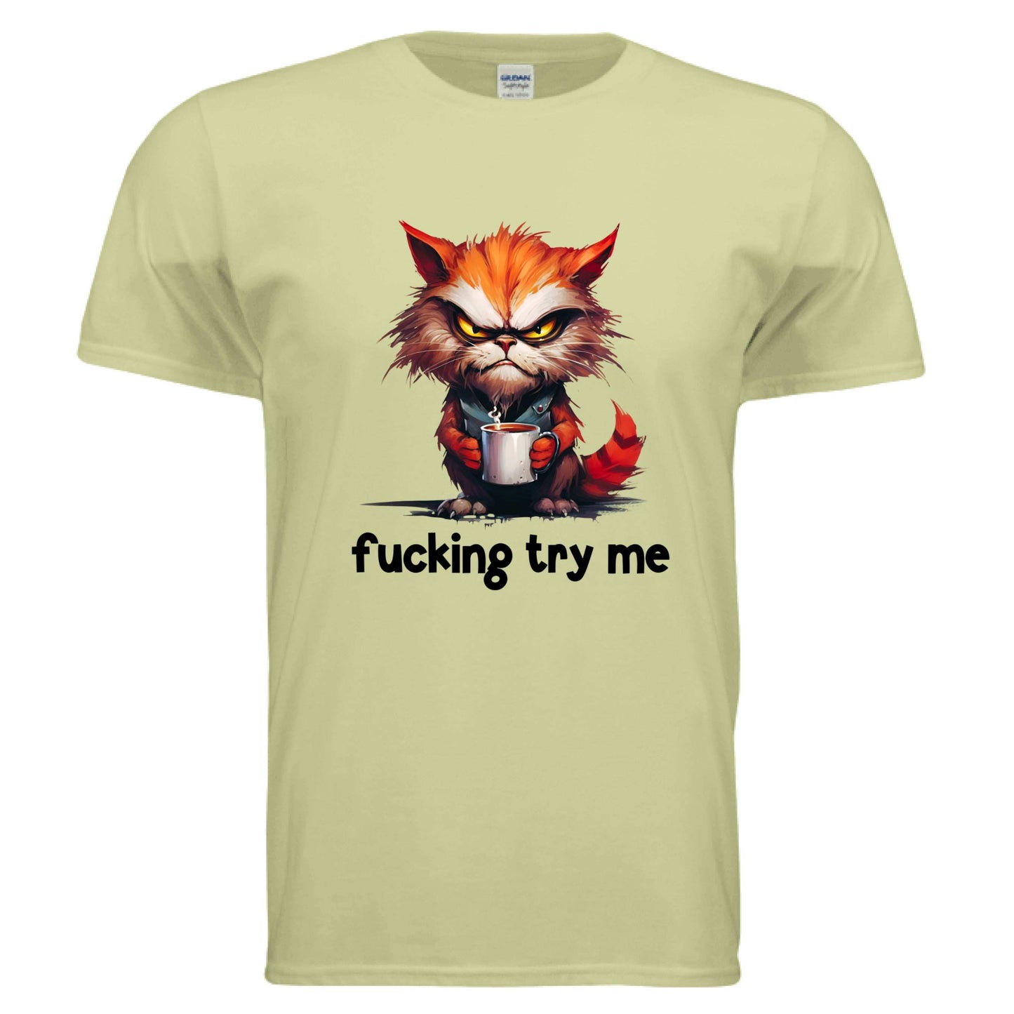 Try Me Cat Coffee Tee - Funny Sarcastic T-Shirt - Purrfect Pet Haven