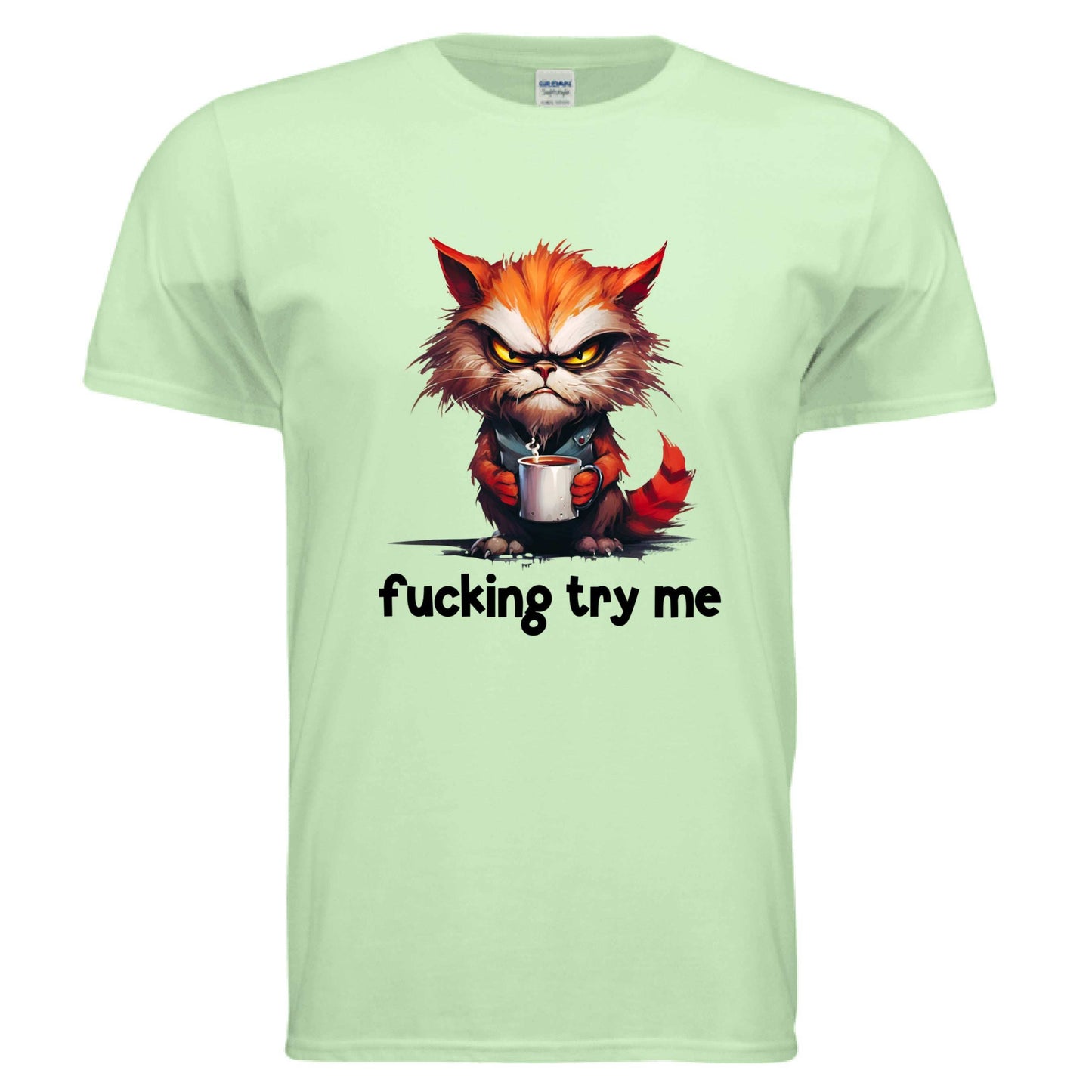 Try Me Cat Coffee Tee - Funny Sarcastic T-Shirt - Purrfect Pet Haven