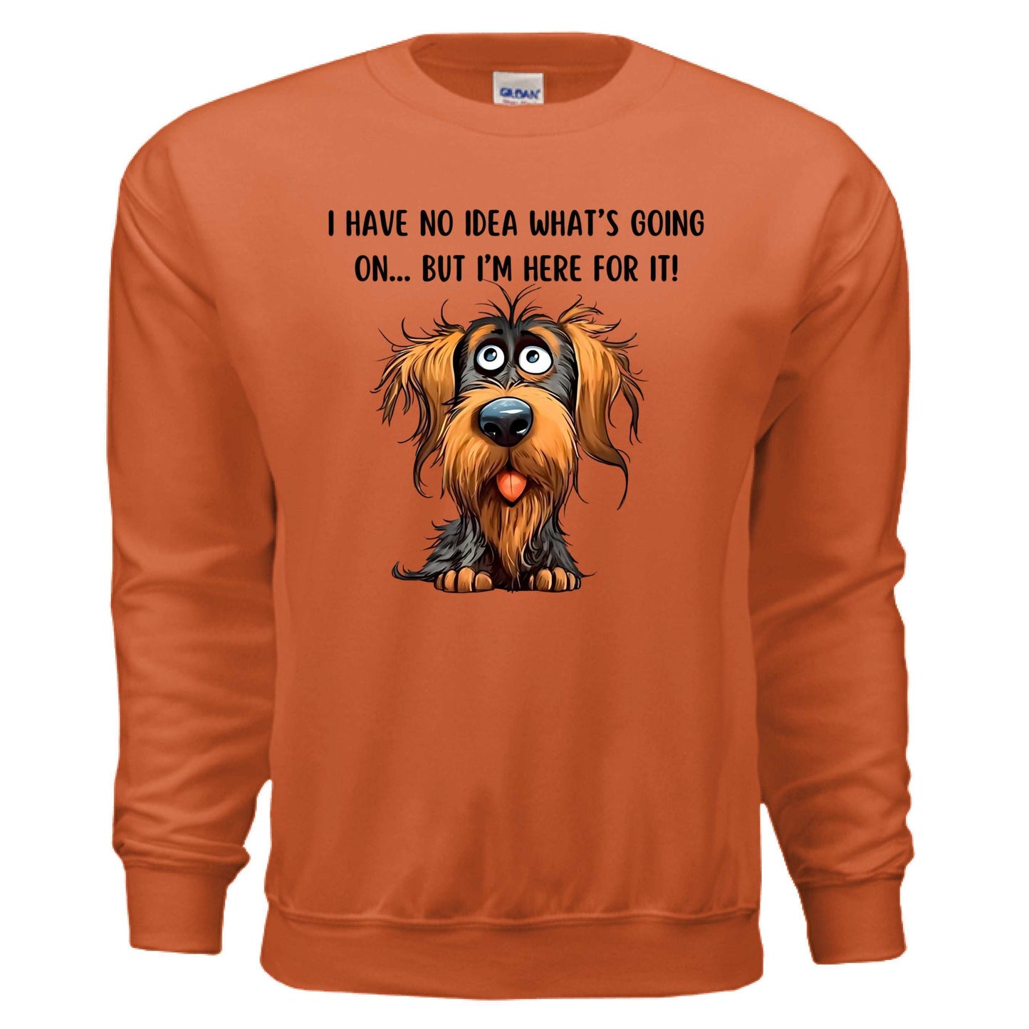 Funny Dog Sweatshirt - No Idea But I'm Here For It - Purrfect Pet Haven